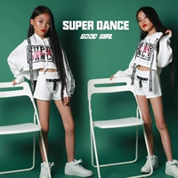 Xi Dance Hall Girls Jazz Dance Trang phục White Ring Ring Set Children Jazz Street Dance Hip Hop Set Cheerlead shop quan ao tre em