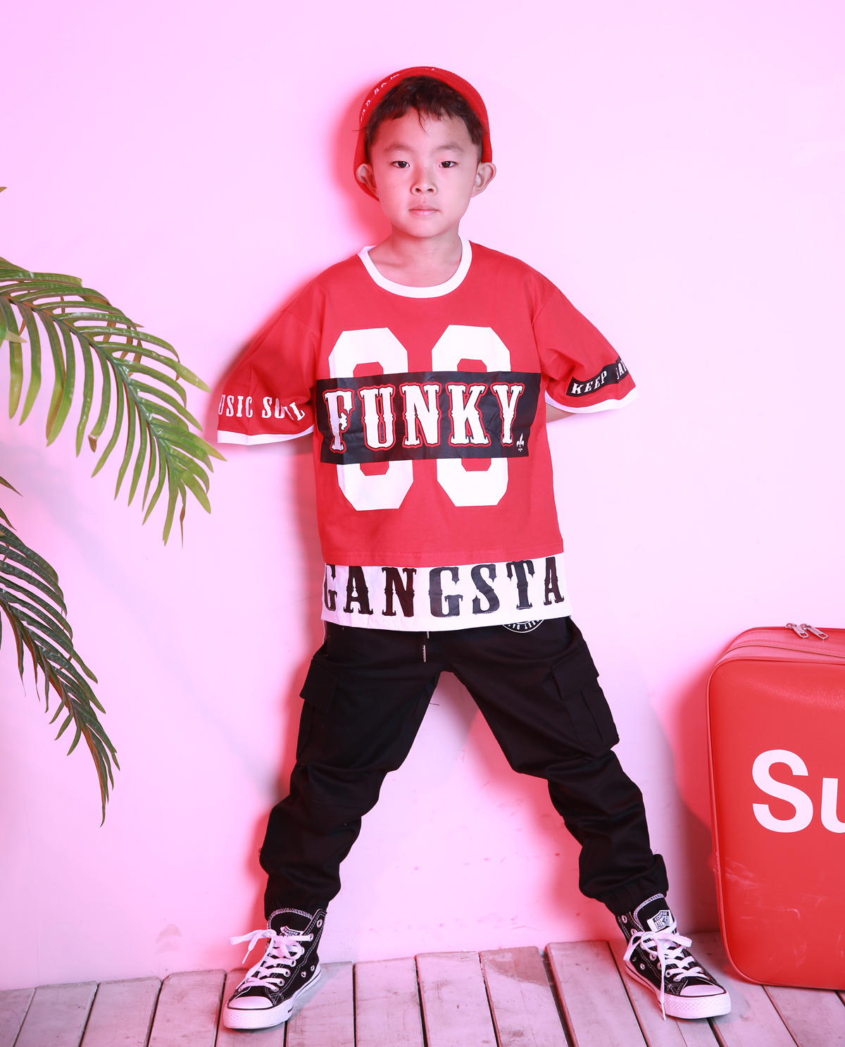 [Tặng tiền để bán] Quần áo trẻ em nhảy hip hop hip hop Quần áo ngắn tay áo thun cotton lỏng lẻo thời trang bé gái