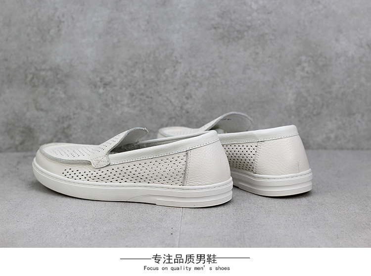 Giày da nam mùa hè có đế có lỗ lưới sandal nam kinh doanh bình thường bằng da nguyên chất màu trắng rỗng lỗ giày da mát mẻ - Sandal giày thể thao nam adidas