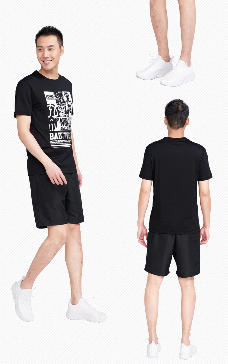 Li Ning Sports Suit Quần nam mùa hè Wade tay ngắn Quần short thoáng khí thoải mái chạy thể dục - Áo phông thể thao ao thun the thao