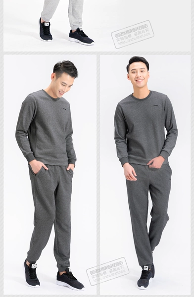 Li Ning Wei quần áo nam cổ tròn áo thun không mũ mùa xuân và mùa