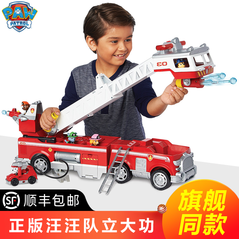Authentic Paw Patrol Toy Large Fire Truck with Sound and Light, Transformable Rescue Set for Children Boys and Girls