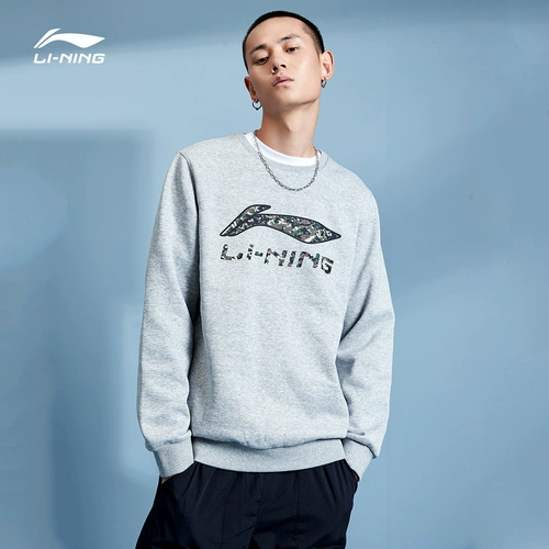 Li Ning, весенняя удерживающая тепло толстовка, лонгслив с круглым воротником, спортивный костюм, 2020, тренд сезона, с печатью вашего логотипа