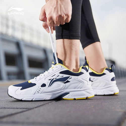 Li Ning, модные беговые кроссовки, амортизирующие нескользящие низкие белые кеды, сезон 2021