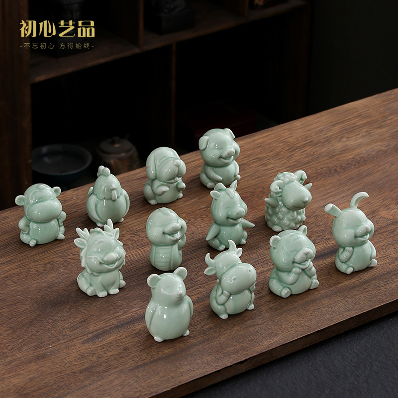 Ceramic Twelve Zodiac Animal Figurines Cute Rat Horse Dog Rabbit Dragon Chicken Monkey Snake Pig Tiger Sheep Cow Decorative Crafts Ceramic Twelve Zodiac Animal Figurines Cute Rat Horse Dog Rabbit Dragon Chicken Monkey Snake Pig Tiger Sheep Cow Decorative Crafts