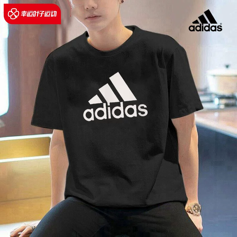 Футболка Adidas, летняя белая хлопковая спортивная костюм, с коротким рукавом