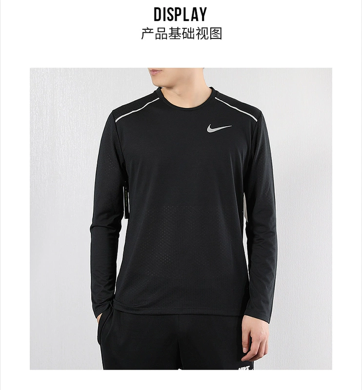 NIKE Nike tay dài nam 2019 thu đông mới giản dị thoáng khí hàng đầu áo thun thể thao chạy bộ AQ9924 - Áo phông thể thao