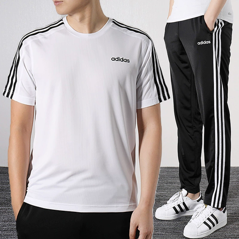 Adidas adidas phù hợp với nam 2019 mùa hè mới quần ngắn tay nam thường mặc trang phục thể thao - Thể thao sau