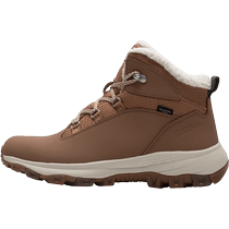 Jack wolfskin wolf claw short boots for women autumn and winter new outdoor plus velvet warm mid-cut boots cushioning hiking shoes