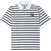 MLB retro striped short-sleeved womens 2024 summer new college style POLO shirt lapel T-shirt loose sportswear