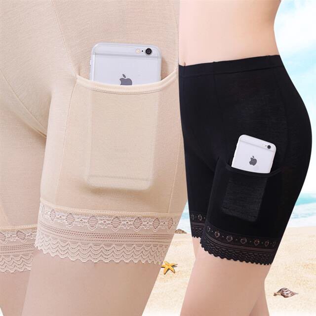 2 Dress Briefs Women Modale Cotton Crotch 30% Anti-Walk Light Safety Pants With Pocket Insurance Pants Summer Inner Lap Pants