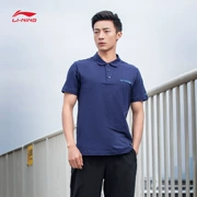 Li Ning ngắn tay áo polo nam đào tạo loạt cotton hấp thụ ẩm ve áo thể thao mùa hè ngắn