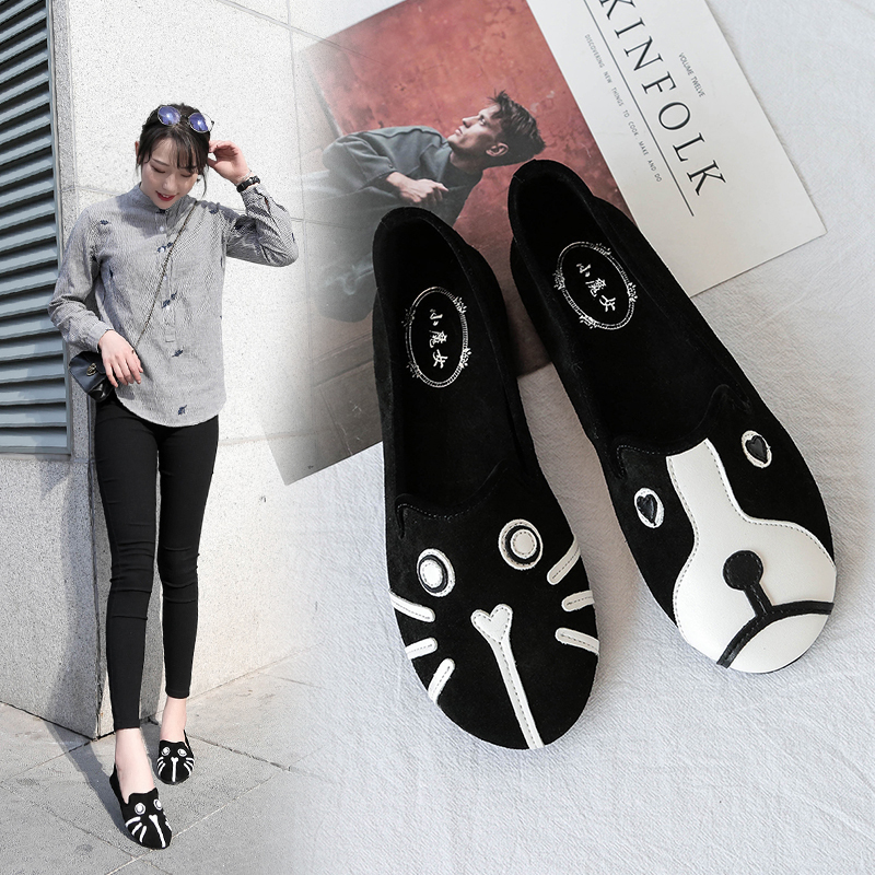 Genuine Leather Cat and Dog Shoes for Women 2026 Spring and Autumn New Style Driving Cat Face Dog Cat Flat Shoes for Pregnant Women Loafers Genuine Leather Cat and Dog Shoes for Women 2026 Spring and Autumn New Style Driving Cat Face Dog Cat Flat Shoes for Pregnant Women Loafers