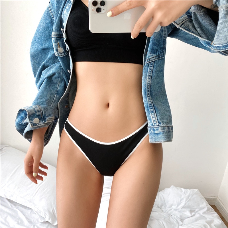 Europe and the United States simple cotton panties women low waist half-bag hip sexy sports summer breathable one-piece thin briefs