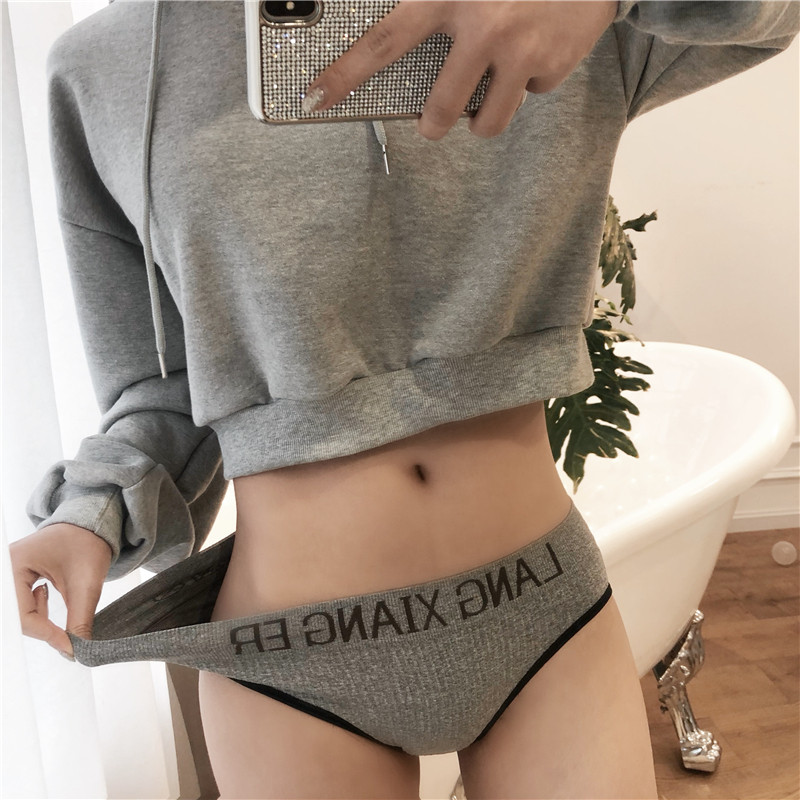 Simple sports style women's underwear thin breathable mid-waist sexy hip-raising letter girl Japanese cotton crotch briefs