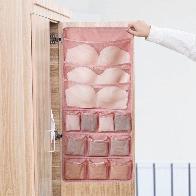 Wardrobe door behind underwear storage hanging bag single-sided panties socks bra storage bag fabric artifact wall hanging creativity