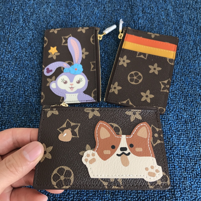 Corgi Bear Card Holder Wallet Vintage Leather High-End Cute Lightweight Multi-Card Holder Stellalou Cartoon Portable Women's Bag