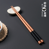 Japanese style and style creative natural log chopsticks winding thread wooden chopsticks handmade environmentally friendly wooden oil-free lacquered wood tableware
