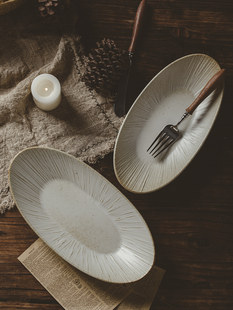 Отремонтированная японская керамическая тарелка для рыбы Dishijin, бытовая, доступная, роскошная, роскошная тарелка для рыбы на пару, овальная ракушка, длинная тарелка