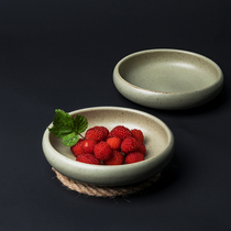 Japanese seasoning dish vintage cooking plate small coarse pottery tableware bone plate small dish dessert dish dipping sauce made old soy sauce dish