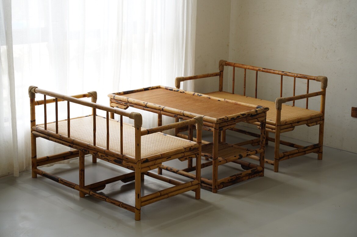 Bamboo Rattan Sofa Sloth Man Lying Chair Leather Sofa chair Balcony Minjuku Tea Room Home Computer Bedroom Patio double stool-Taobao