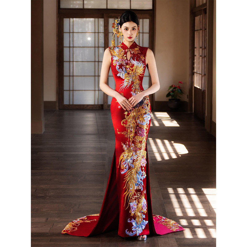 New Chinese-Style Improved Cheongsam Toast Dress 2026 New High-End Bridal Engagement Morning Gown Homecoming Dress New Chinese-Style Improved Cheongsam Toast Dress 2026 New High-End Bridal Engagement Morning Gown Homecoming Dress