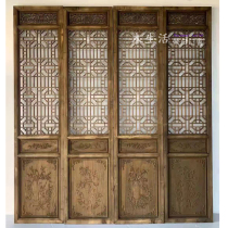 Dongyang wood carving Chinese imitation antique doors and windows ancient wind retro to make old partition screen solid wood flower grid hollowed out old door