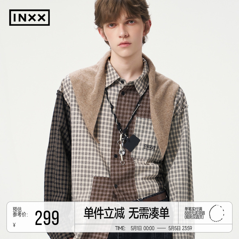 Celebrity-Inspired Inxx American Retro Plaid Shirt, Youthful Trendy Brand Top, Casual Couple Shirt Jacket