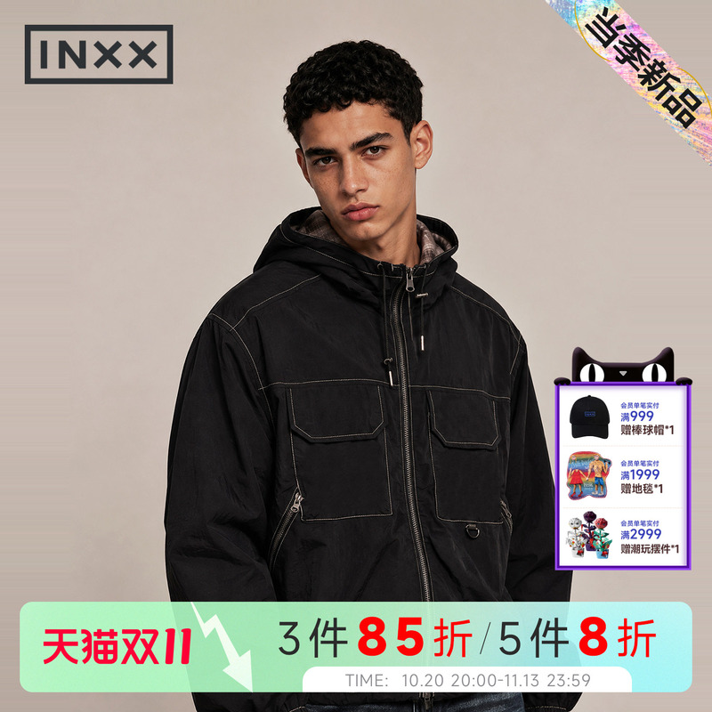 Inxx Trendy Brand New Hooded Plaid Jacket Casual Popular Coat Unisex Xrg4145547