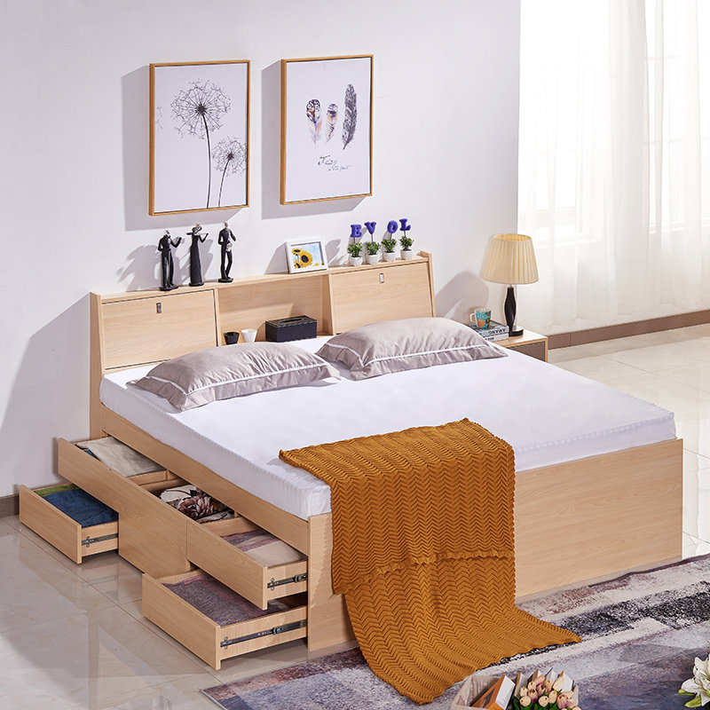 Main Bedroom Tatami Air Pressure Double Bed Modern Brief About 1 8 m Small Family Type Province Space Storage High Box Single Bed
