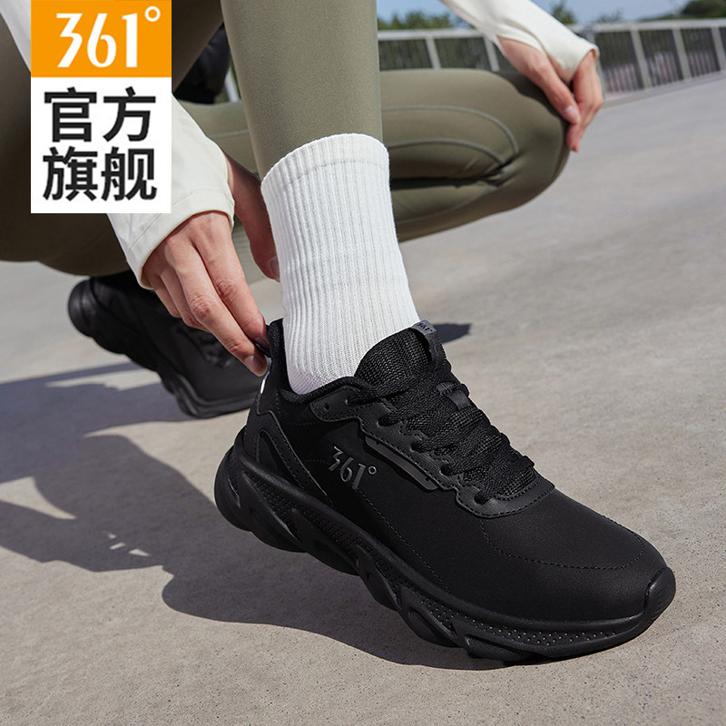 361运动鞋女鞋2025春秋新款防水轻便跑步鞋女士软底皮面休闲鞋子
