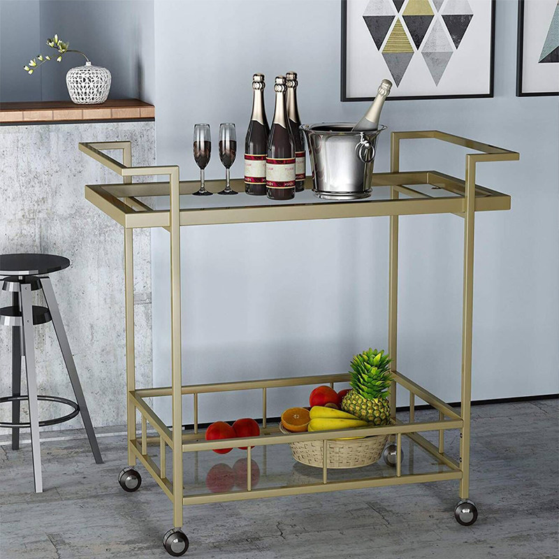 Nordic hotel food delivery car Household trolley Wrought iron tea and wine car Dining room mobile dessert cake rack