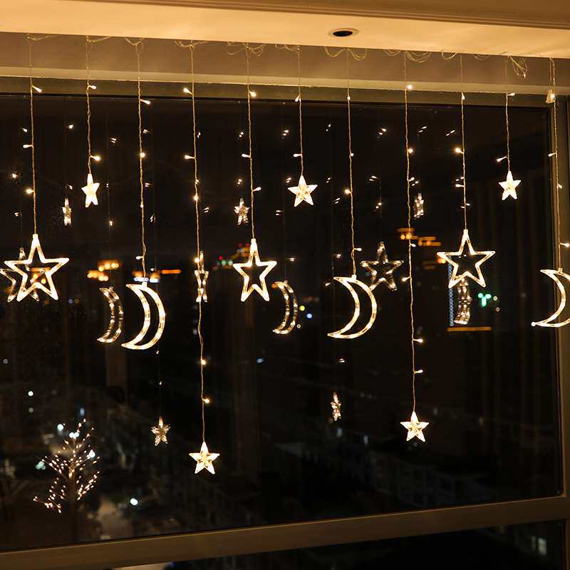 Bay window lights led lights Net red bubble string lights Romantic bedroom window decoration background wall live color lights starry sky