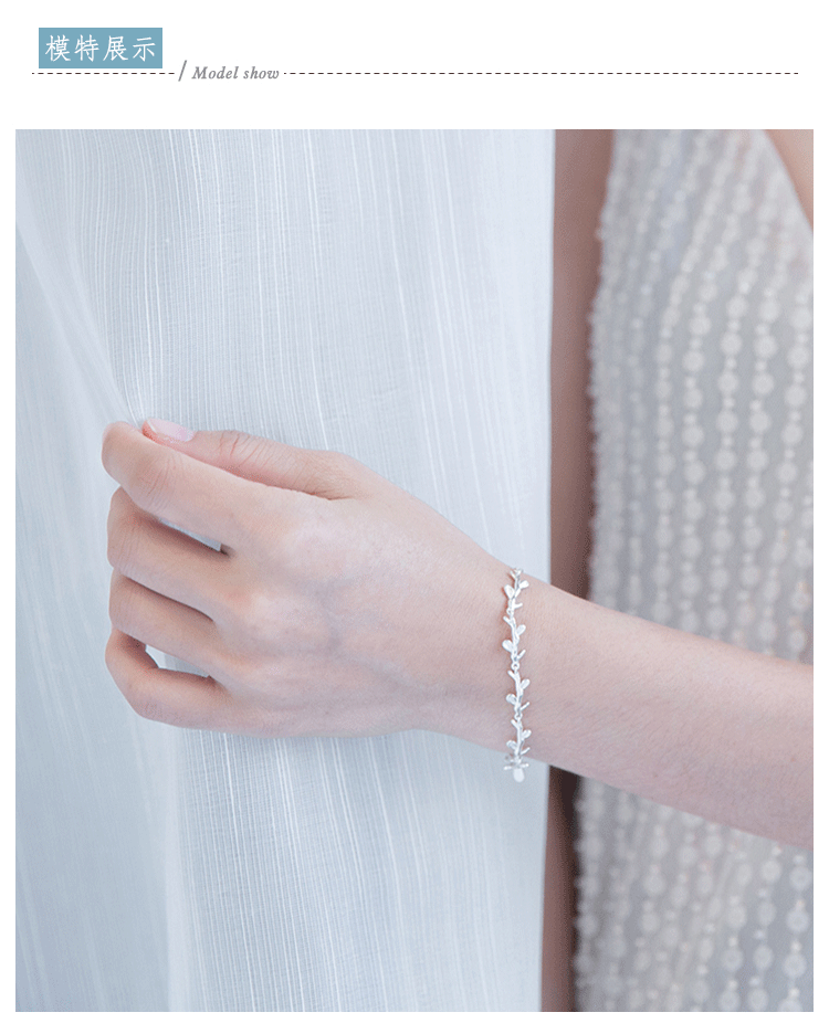 Vòng tay bạc Sterling Nữ phiên bản Hàn Quốc của Mori 925 Trang sức bạc Sinh viên đơn giản Cá tính tươi Ánh trăng rừng Vòng tay kim ngân vong deo tay