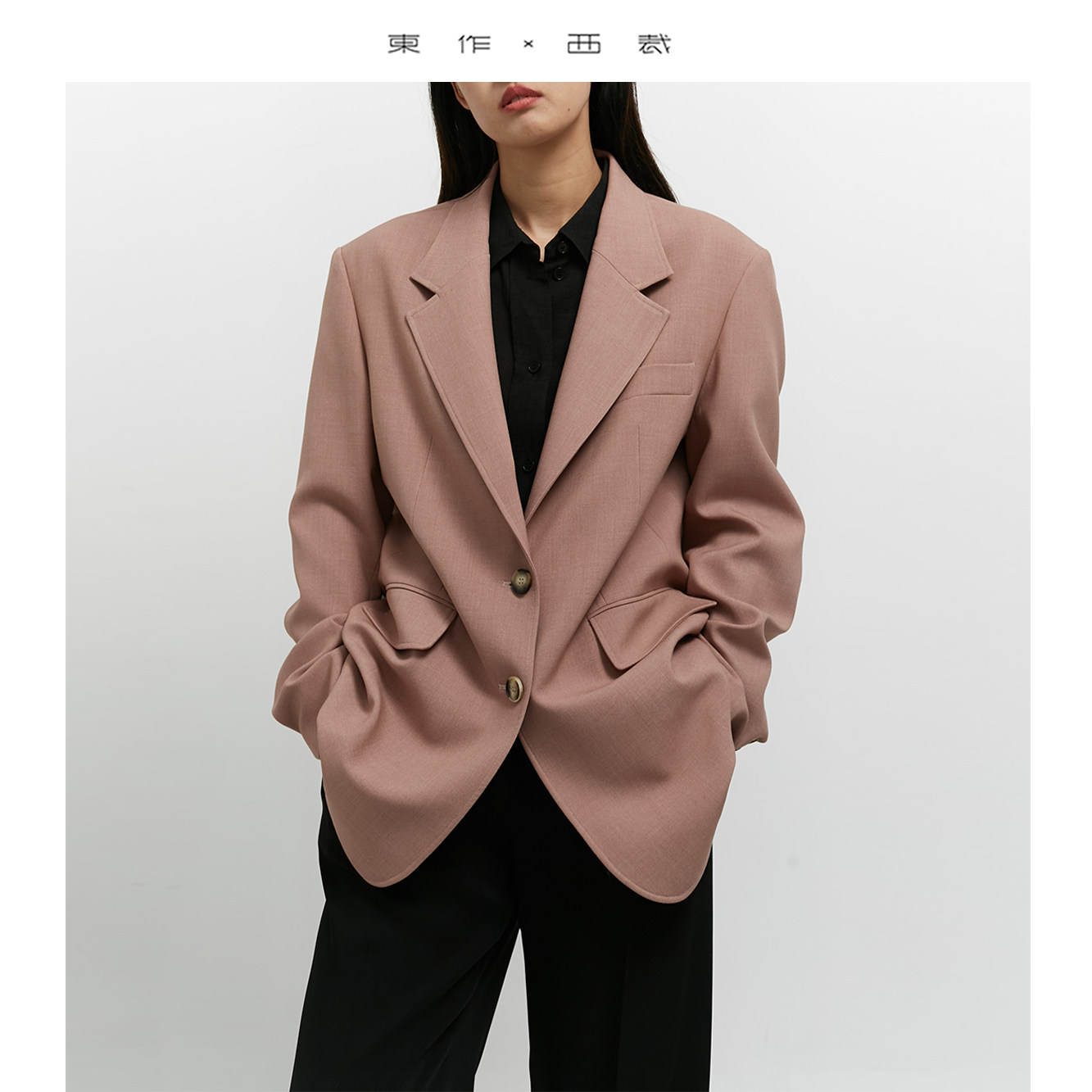 Classic many years oversize black design sensation Little crowdBf pink suit jacket Women ins Port Wind West suit