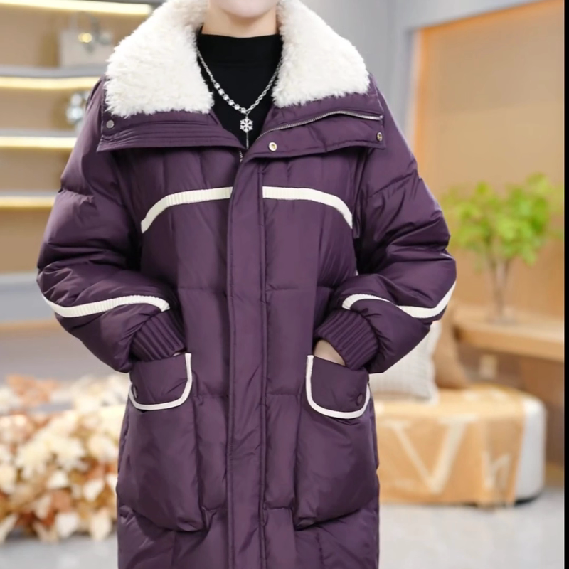 Light Luxury Style High-End Fashion Mid-Length Fur Collar down Jacket for Women 2025 Winter New Thickened Warm Coat