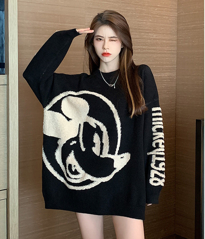 Autumn and winter new trendy brand cocoon pullover sweater Hong Kong style Japanese long-sleeved sweater large size loose design chic