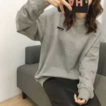 2022 New weavewear womens spring autumn season thin-out grey bf Lazy Breeze Korean Version Loose Round Collar Design Sensation