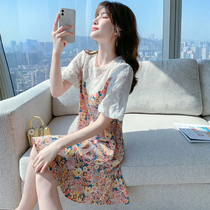 Broken Flower Bubble Sleeves Dress Woman 2022 New Summer Thin Mini-Fry Street Minus-Tailed Sweet dresses