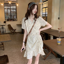 French Snowspun Broken Flowers Dress Dress Woman 2022 New Summer Thin temperament to collect waist little Subfish tail dresses