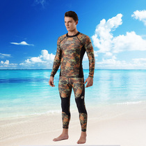 Color fan long-sleeved split sunscreen wetsuit thin Lycra jellyfish suit men and women hunting and fishing camouflage wetsuit