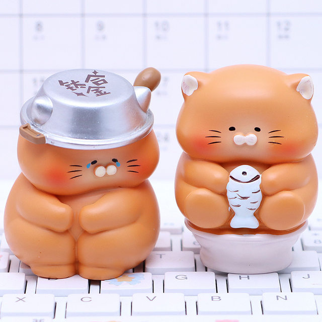 Cartoon Super Cute Cat Dumpling's Work Diary Blind Box Creative Work-Related Lazy Cat Daily Life Figurine Lazy Little Ornament