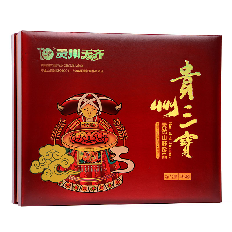 Guizhou Tianzi 500 gr Red Clothing Guizhou Sanbao Gift Box of Gastrodin Lucid and Lucid Lucid