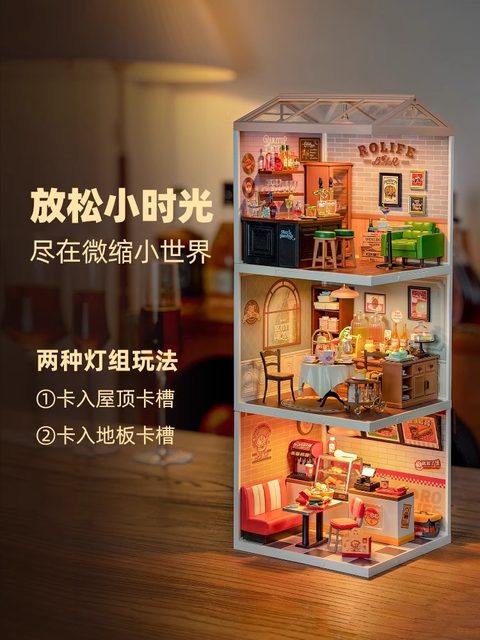Ruotai Ruolai Super World Living Room DIY Handmade Miniature House Assembly Model Micro Scale House Scene Building Blocks for Girls