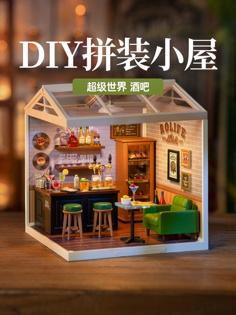 Ruotai Ruolai Super World Living Room DIY Handmade Miniature House Assembly Model Micro Scale House Scene Building Blocks for Girls