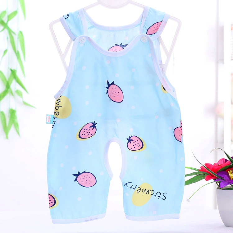 Quần áo trẻ em mùa hè 0-3-6 tháng romper một mảnh nam và nữ vải cotton lụa không tay mỏng mùa hè - Áo liền quần