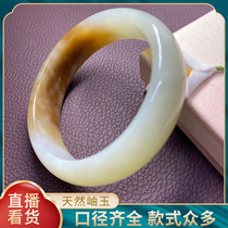 Live special shot natural Xiuyu bracelet Yellow white old jade delicate hydration source High oil Xiuyan jade gift