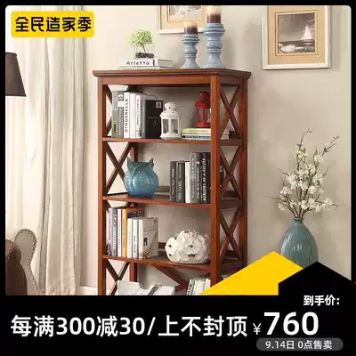 American solid wood bookcase, bookcase, floor-to-ceiling living room shelf multi-layer modern simple study storage cabinet storage layer shelf