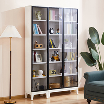 Bookcase Bookcase Modern simple with glass door locker shelf White free combination floor-to-ceiling display cabinet