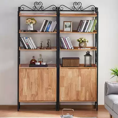 Iron bookshelf floor simple modern simple living room shelf solid wood children's student combination creative small bookcase